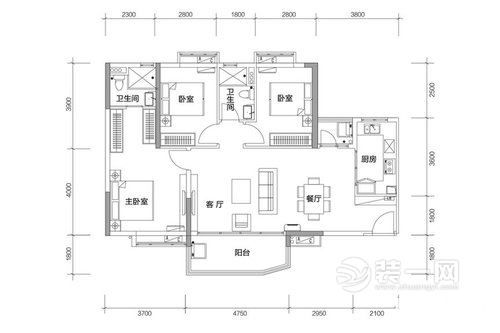 96平米户型图