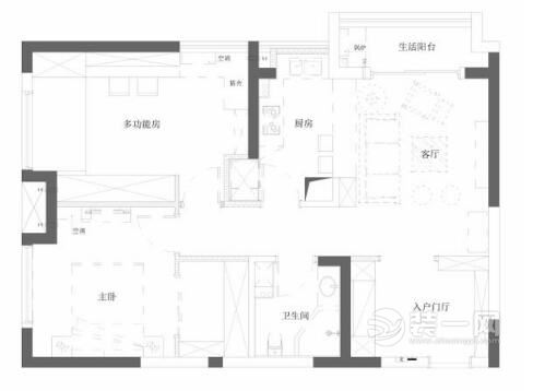广州荔湾小区85平米两室两厅装修启程 上户型图