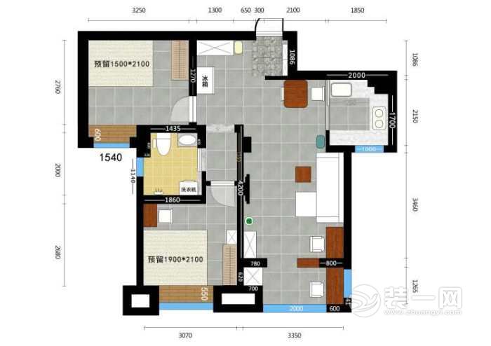 广州64平米装修改造户型图